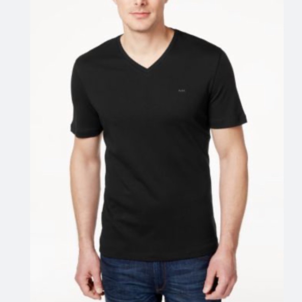 Michael Kors Men’s Black V-Neck Cotton T-Shirt | L